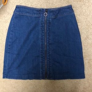 Zip-Up Denim Skirt
